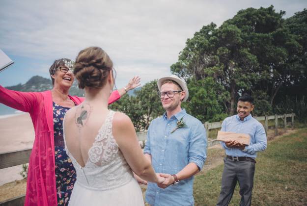 Beach wedding celebration
