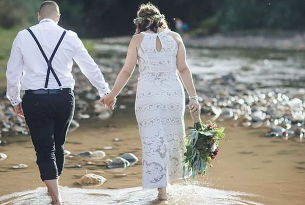 Wedding couple on beach